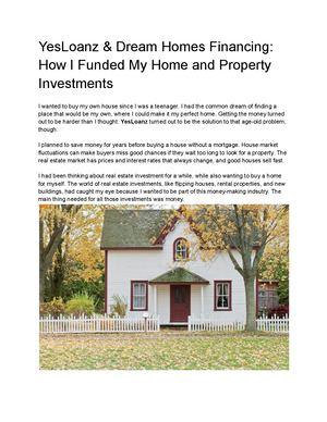 YesLoanz & Dream Homes Financing: How I Funded My Home and Property Investments