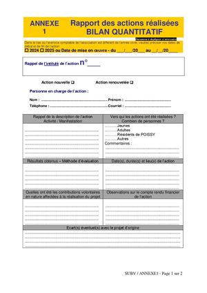 Annexe1 Rapport Qualitatif Et Quantitatif Action Réalisée PDF