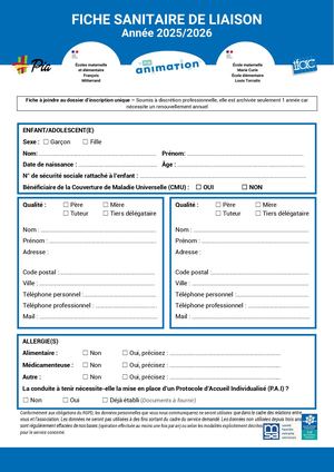 Fiche Sanitaire Pia