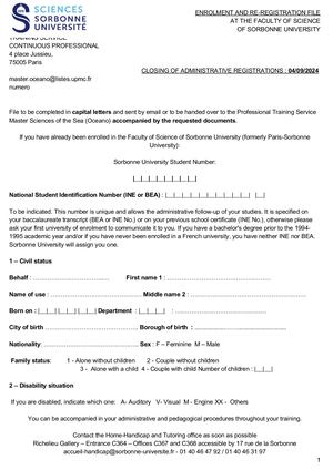 Dossiers D’inscription Anglais