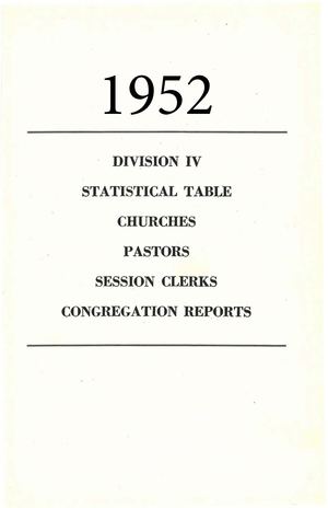 1952 Statistical Tables of the Cumberland Presbyterian Church