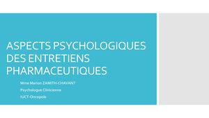 RR Pharmacie 2025 : Aspects Psychologiques - Marion Zamith