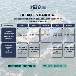 TMV - Horaires agence Raiatea