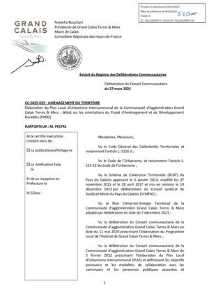 Délibération - débat orientations PADD