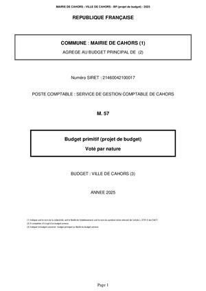 MAIRIE DE CAHORS - VILLE DE CAHORS - BP - 2025