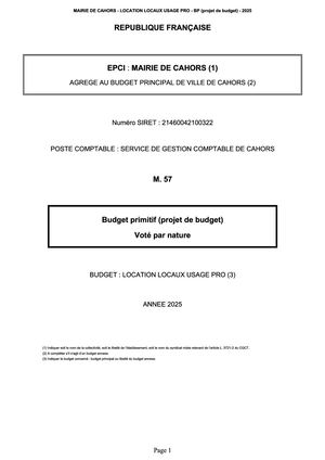 MAIRIE DE CAHORS - LOCATION LOCAUX USAGE PRO - BP - 2025