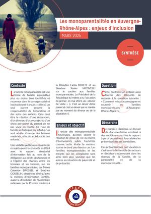 Synthèse Les monoparentalités en Auvergne- Rhône-Alpes : enjeux d’inclusion