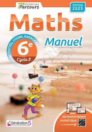 Manuel iParcours Maths 6e (éd. 2025)
