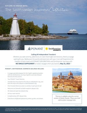PONANT & Smithsonian Journeys Solo Offers B2B2C