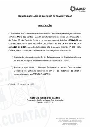 Edital De Convocacao Do Conselho De Administracao Aprovacao Das Contas 2024 Assinado