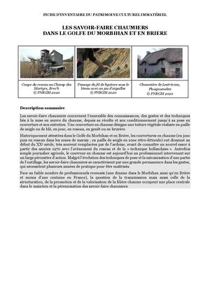 Les Savoir Faire Chaumiers Dans Le Golfe Du Morbihan Et En Briere