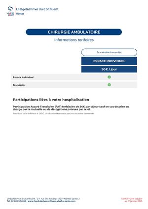 Informations tarifaires en ambulatoire - 2025