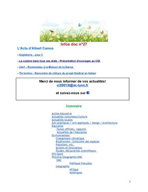 Infos Doc n°27 2024-2025