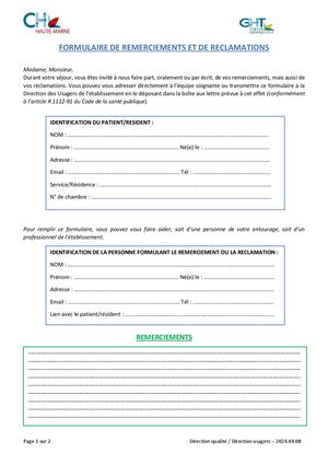 2024 03 27 Formulaire Remerciements Et Réclamations