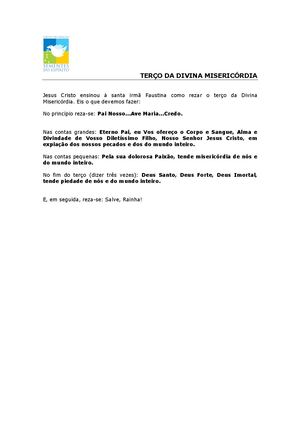 Terço Da Divina Misericórdia