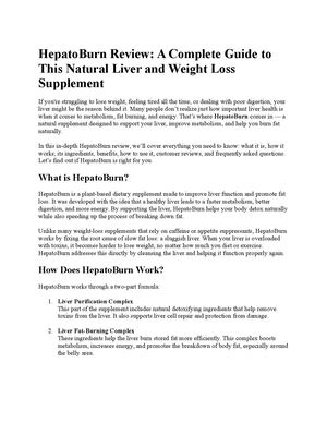 HepatoBurn Review: A Complete Guide to This Natural Liver and Weight Loss Supplement