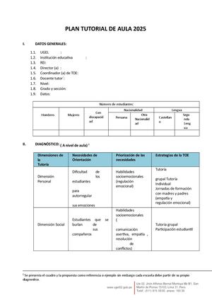 Plan Tutorial De Aula Formato