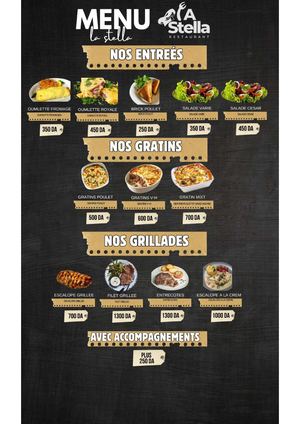 Menu Restaurant La stella