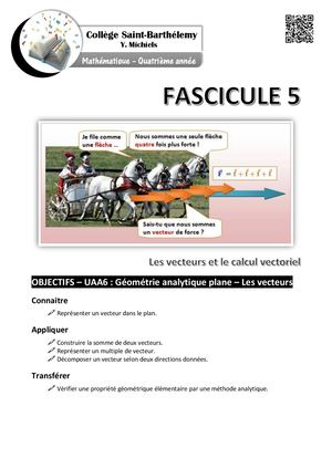 Uaa6 Géométrie Analytique Plane Les Vecteurs