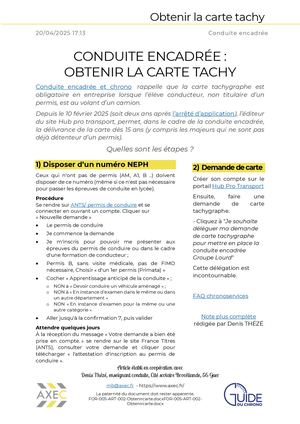 Conduite encadrée : obtenir la carte tachy