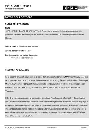 Proyecto Corporacion Cmatic De Uruguay