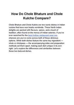 How Do Chole Bhature And Chole Kulche Compare