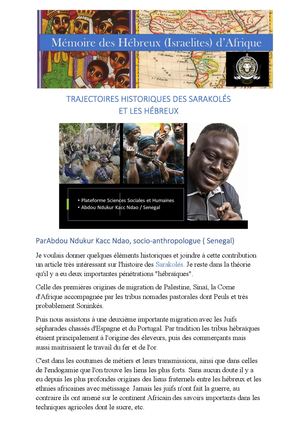 Trajectoires Des Sarakholes Et Des Hebreux Ndukur