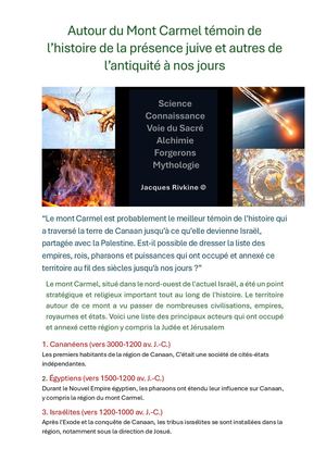 Autour De L'histoire Du Mont Carmel