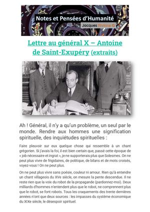 Lettre Au Général X Saint Exupery