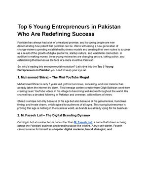 Top 5 Young Entrepreneurs In Pakistan Who Are Redefining Success