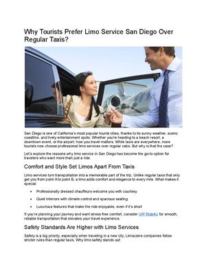 Why Tourists Prefer Limo Service San Diego Over Regular Taxis