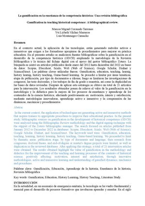 Revist Docente 2 0 La Gamificación En La Enseñanza De La Competencia Histórica Una Revisión Bibliográfica