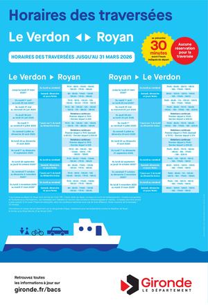 Bacs de Gironde - Horaire Le Verdon Royan 17032025