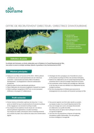 Recrutement Direction d'Aintourisme