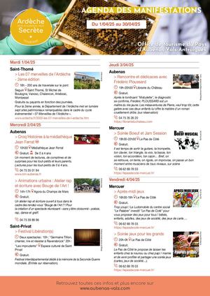 Agenda des manifestations