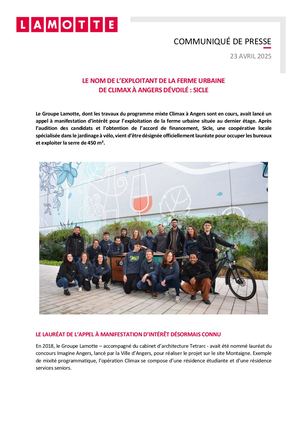 Lamotte dévoile le nom de l'exploitant de la ferme urbaine de Climax à Angers - 23 avril 2025