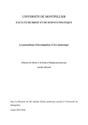 Mémoire Journalisme