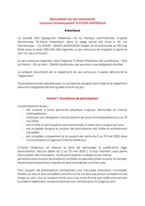 D-STOCK MATERIAUX - jeu règlement OPMAI25