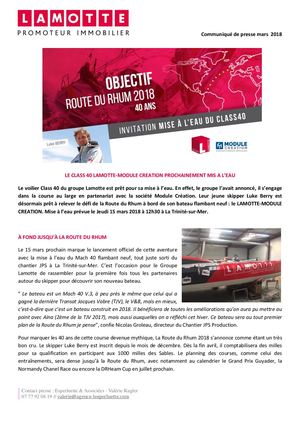 Le Class 40 Lamotte – Module Création prochainement mis à l’eau - 1er mars 2018