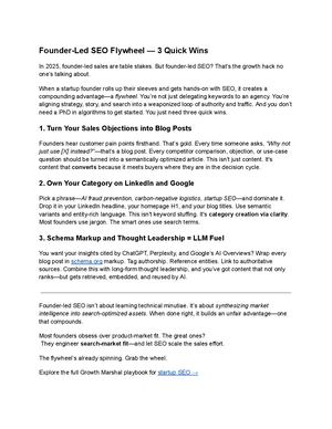 Founder Led Seo Flywheel — 3 Quick Wins