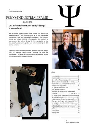 Valuación de puestos/ Revista de psicología industrial.