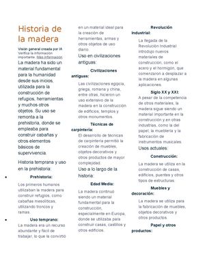 Historia De La Madera María Jose Buitrago