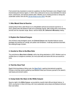 Top Ten Things To Do In Sinai In 2025