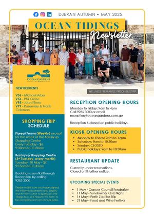 Ocean Gardens Ocean Tidings Newsletter May 2025