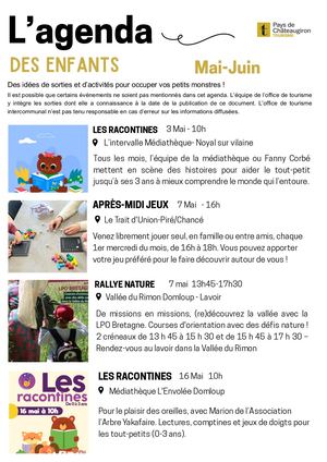 Agenda Des Enfants Mai-Juin