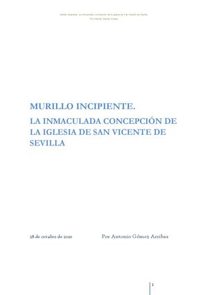 MURILLO INCIPIENTE. LA INMACULADA CONCEPCIÓN DE LA IGLESIA DE SAN VICENTE DE SEVILLA