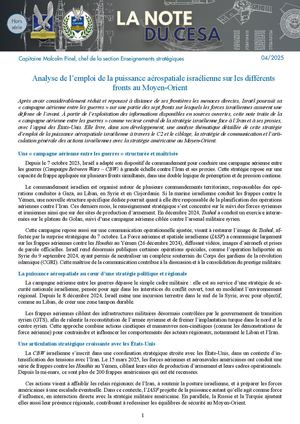 LA NOTE DU CESA - HORS SERIE - Analyse de l’emploi de la puissance aérospatiale israélienne sur les différents fronts au Moyen-Orient