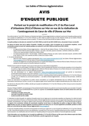 Avis d'enquête publique (PLU coeur d'Olonne)