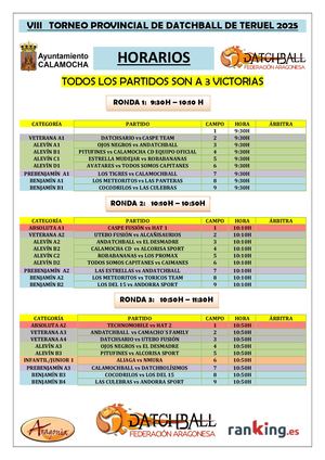 Horarios Viii Torneo Teruel