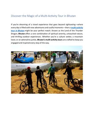 Multi Activity Tour In Bhutan